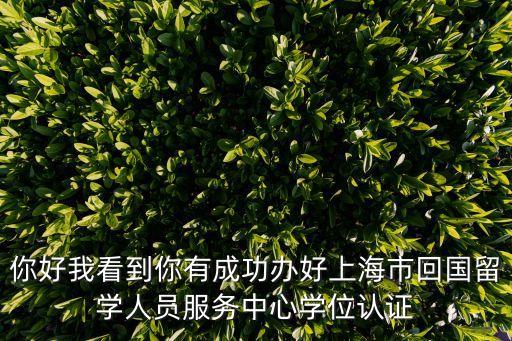 你好我看到你有成功辦好上海市回國留學(xué)人員服務(wù)中心學(xué)位認證