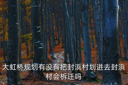 大虹橋規劃有沒有把封浜村劃進去封浜村會柝遷嗎