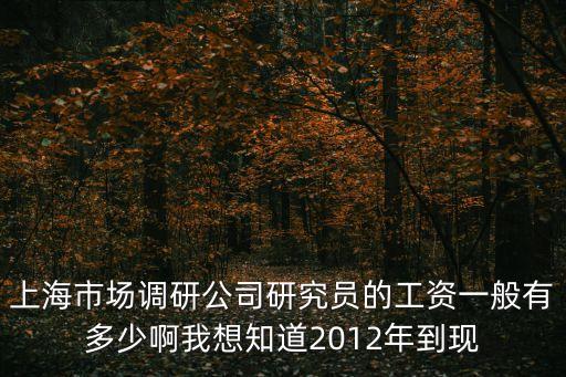 上海市場調研公司研究員的工資一般有多少啊我想知道2012年到現