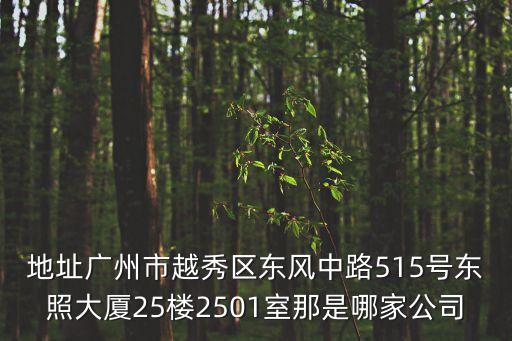 地址廣州市越秀區(qū)東風(fēng)中路515號東照大廈25樓2501室那是哪家公司