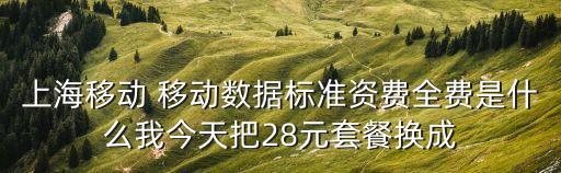 上海移動 移動數據標準資費全費是什么我今天把28元套餐換成