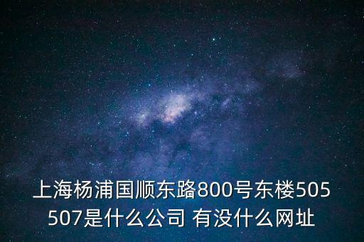 上海楊浦國順東路800號東樓505507是什么公司 有沒什么網址