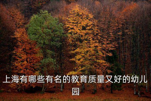 上海有哪些有名的教育質(zhì)量又好的幼兒園