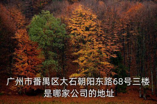 廣州市番禺區大石朝陽東路68號三樓 是哪家公司的地址