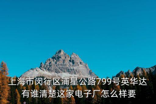 上海市閔行區浦星公路799號英華達 有誰清楚這家電子廠怎么樣要