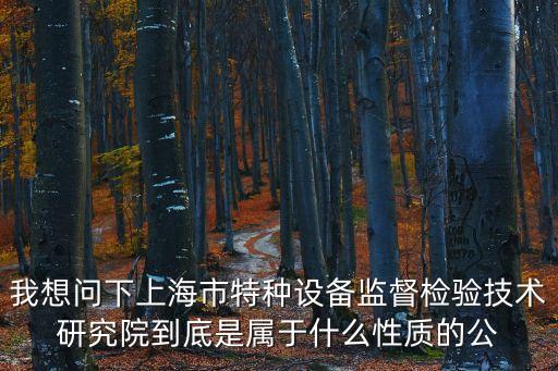 我想問(wèn)下上海市特種設(shè)備監(jiān)督檢驗(yàn)技術(shù)研究院到底是屬于什么性質(zhì)的公