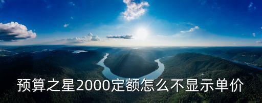 預算之星2000定額怎么不顯示單價