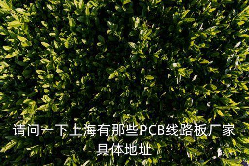 請問一下上海有那些PCB線路板廠家具體地址
