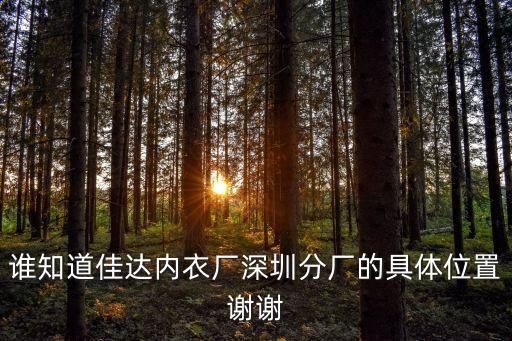 誰知道佳達內衣廠深圳分廠的具體位置謝謝