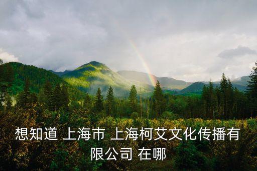 想知道 上海市 上海柯艾文化傳播有限公司 在哪