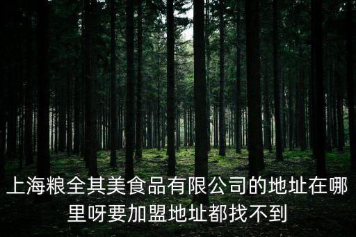上海糧全其美食品有限公司的地址在哪里呀要加盟地址都找不到