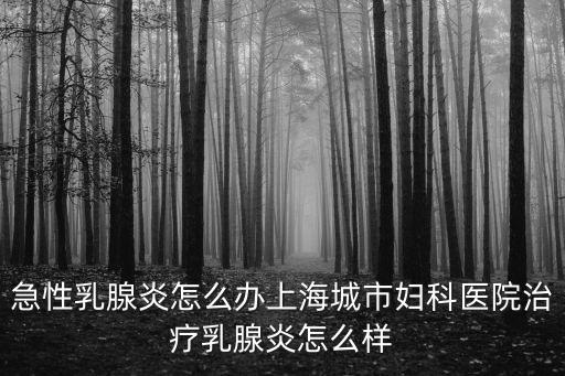 急性乳腺炎怎么辦上海城市婦科醫院治療乳腺炎怎么樣