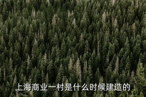 上海商業(yè)一村是什么時(shí)候建造的