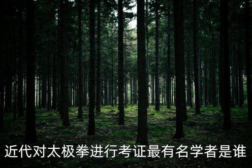 魏樹人，近代對(duì)太極拳進(jìn)行考證最有名學(xué)者是誰
