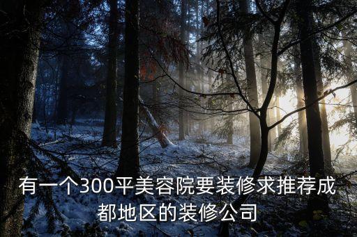 有一個300平美容院要裝修求推薦成都地區的裝修公司