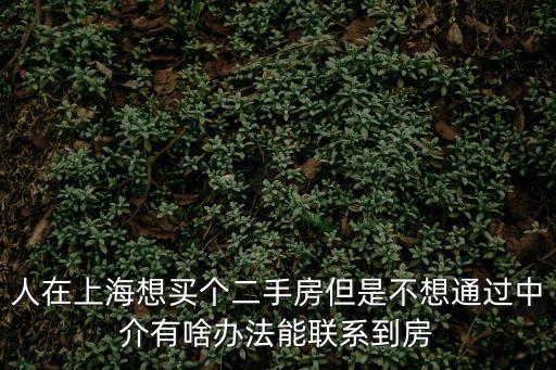 人在上海想買個二手房但是不想通過中介有啥辦法能聯系到房