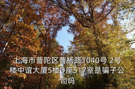 上海市普陀區曹楊路1040號 2號樓中誼大廈5樓D座517室是騙子公司嗎
