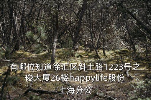 有哪位知道徐匯區斜土路1223號之俊大廈26樓happylife股份上海分公