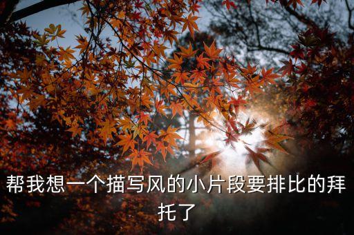 描寫風的優(yōu)美段落，誰能寫出關于風的優(yōu)美語段