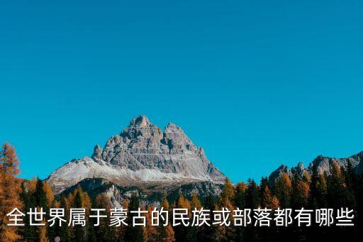 蒙古部落，全世界屬于蒙古的民族或部落都有哪些