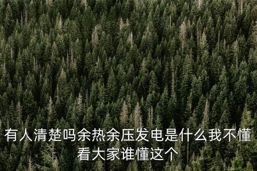 有人清楚嗎余熱余壓發(fā)電是什么我不懂看大家誰懂這個