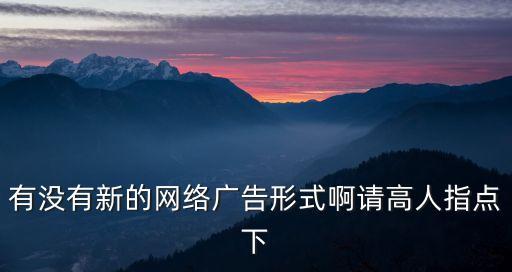 有沒有新的網絡廣告形式啊請高人指點下