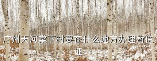 廣州天河棠下村暫住證，我住在廣州天河棠下村要去辦理居住證在哪里辦理需要什么證明
