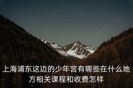 上海浦東這邊的少年宮有哪些在什么地方相關課程和收費怎樣