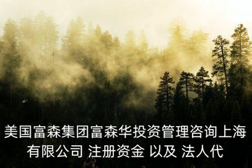 美國(guó)富森集團(tuán)富森華投資管理咨詢上海有限公司 注冊(cè)資金 以及 法人代