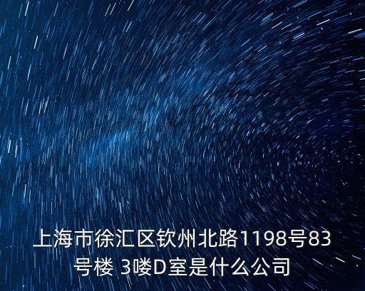 上海市徐匯區欽州北路1198號83號樓 3嘍D室是什么公司
