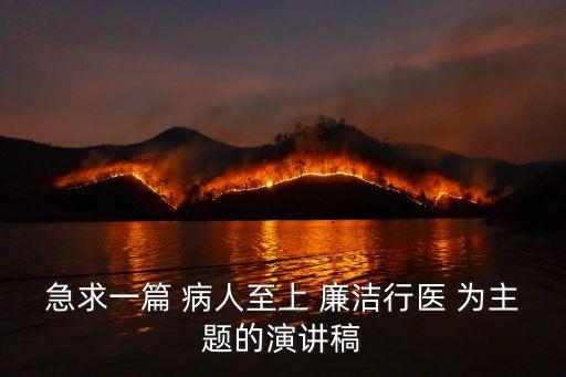 急求一篇 病人至上 廉潔行醫(yī) 為主題的演講稿