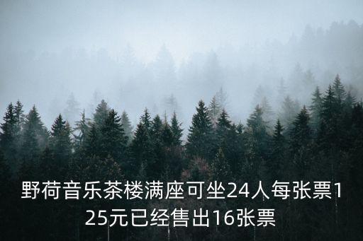 野荷音樂茶樓滿座可坐24人每張票125元已經售出16張票
