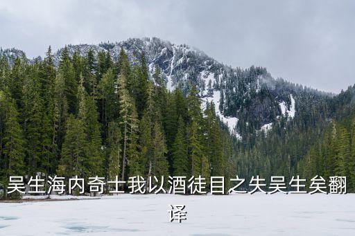 吳生海內奇士我以酒徒目之失吳生矣翻譯