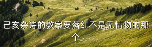 己亥雜詩的教案要落紅不是無情物的那個