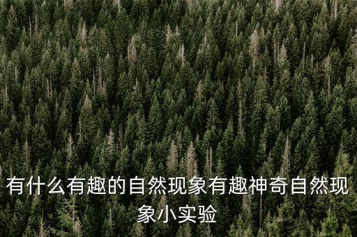 有什么有趣的自然現象有趣神奇自然現象小實驗