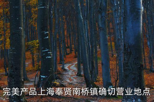 完美產(chǎn)品上海奉賢南橋鎮(zhèn)確切營(yíng)業(yè)地點(diǎn)