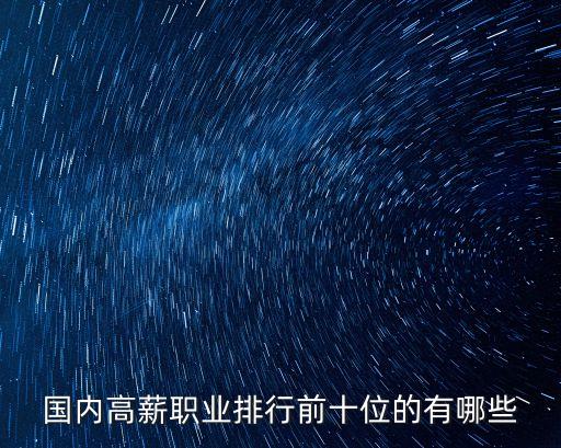 國內高薪職業排行前十位的有哪些