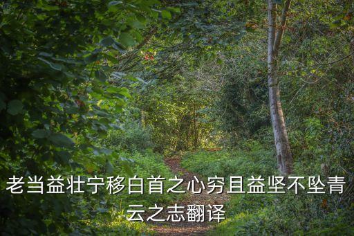 老當益壯寧移白首之心窮且益堅不墜青云之志翻譯