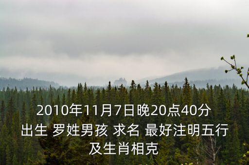 羅嘉瑞，2010年11月7日晚20點40分出生 羅姓男孩 求名 最好注明五行及生肖相克