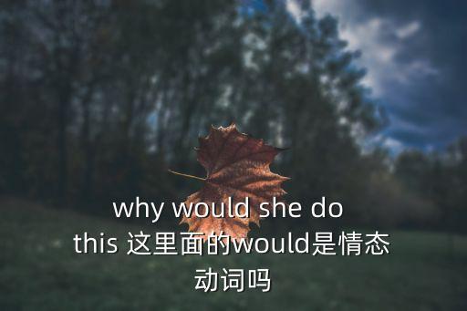 why would she do this 這里面的would是情態(tài)動(dòng)詞嗎