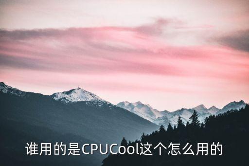 cpucool，CPUCooL如何使用請講詳細點