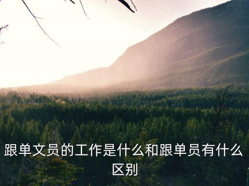 跟單文員，什么叫跟單文員
