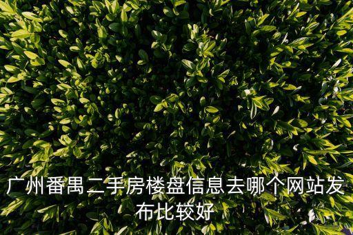 廣州番禺二手房樓盤信息去哪個網站發布比較好