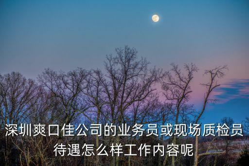 深圳爽口佳公司的業務員或現場質檢員待遇怎么樣工作內容呢