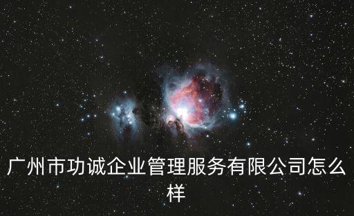 廣州市功誠企業管理服務有限公司怎么樣