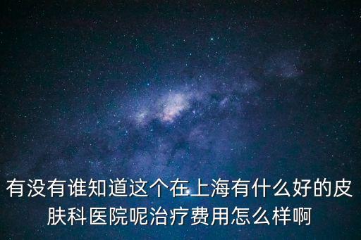 有沒有誰知道這個在上海有什么好的皮膚科醫院呢治療費用怎么樣啊
