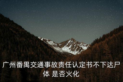 廣州番禺交通事故責任認定書不下達尸體 是否火化