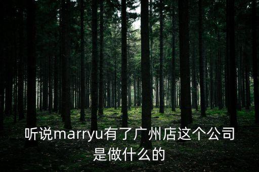 聽說marryu有了廣州店這個公司是做什么的