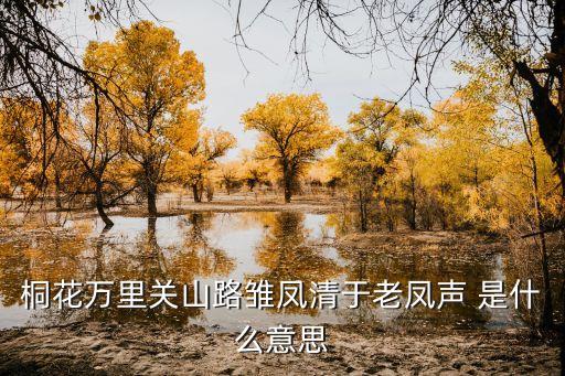 廣州萬里關山路，桐花萬里關山路雛鳳清于老鳳聲 是什么意思