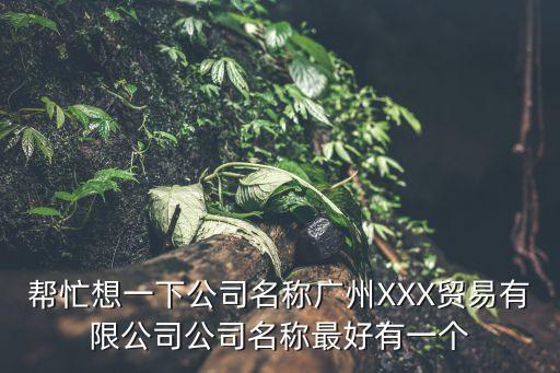 幫忙想一下公司名稱廣州XXX貿易有限公司公司名稱最好有一個